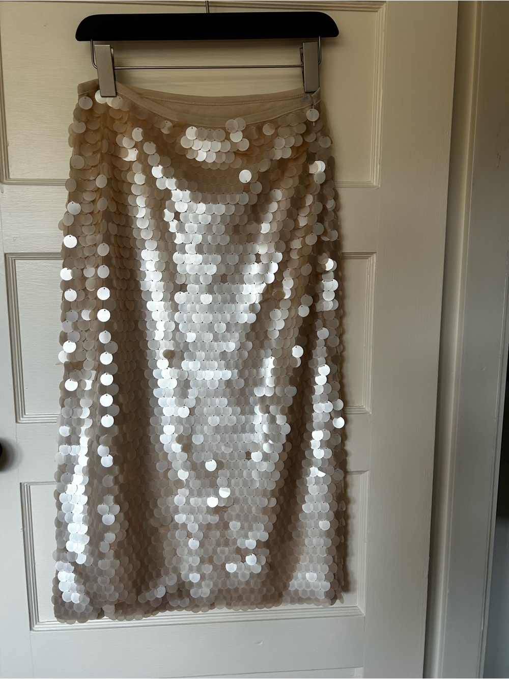 Anthropologie Nude Midi Skirt with Silver Sequins - Picture 2 of 4